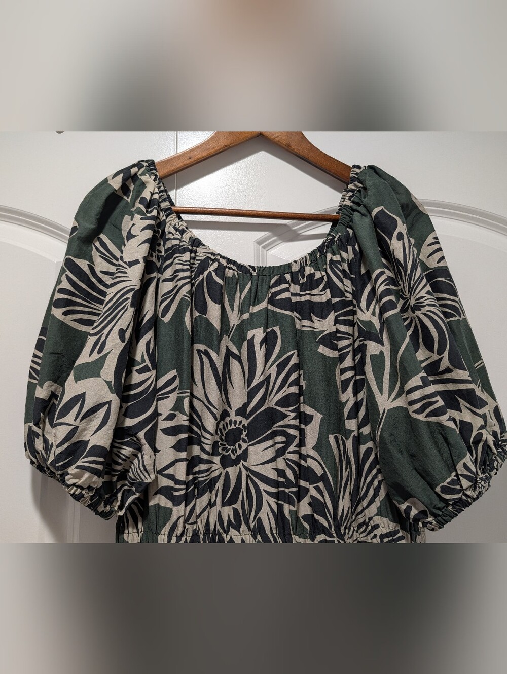 Velvet Raya Floral Print Silk Cotton Blend Puff Sleeve Voile Midi Dress Sz M - Picture 11 of 16